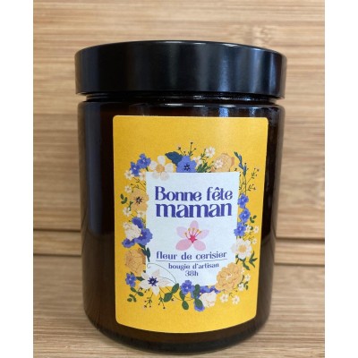 Bougie Bonne Fête Maman Fleurs de Cerisier