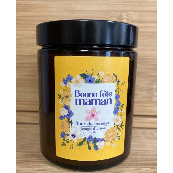 Bougie Bonne Fête Maman Fleurs de Cerisier