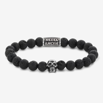 REBEL AND ROSE Bracelet Skull Black Moon.