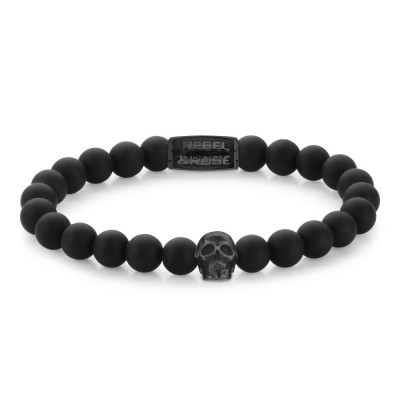 REBEL AND ROSE Bracelet Skull Black Matt All Black.