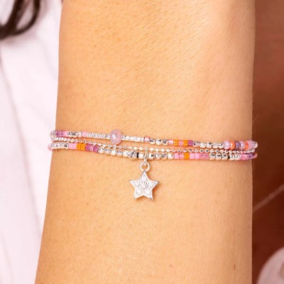 DORIANE Bijoux Bracelet Etoile Rose Violet.