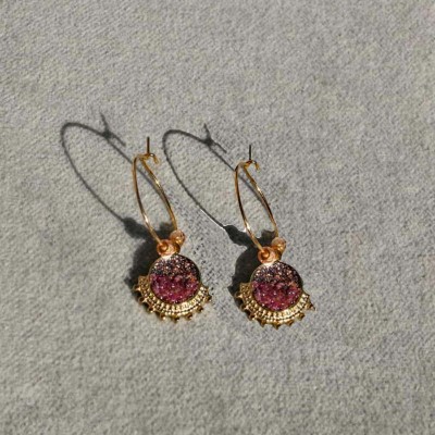 LOETMA Boucles d’oreilles Créoles Jasmine Rubis.