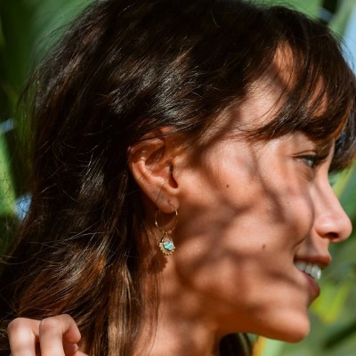 LOETMA Boucles d’oreilles Créoles Jasmine Turquoise.