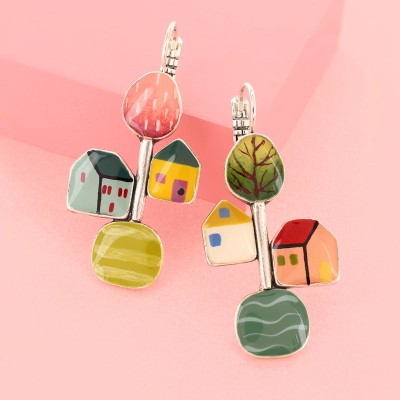 TARATATA bijoux Boucles d’oreilles Dormeuses Mon Petit Village.