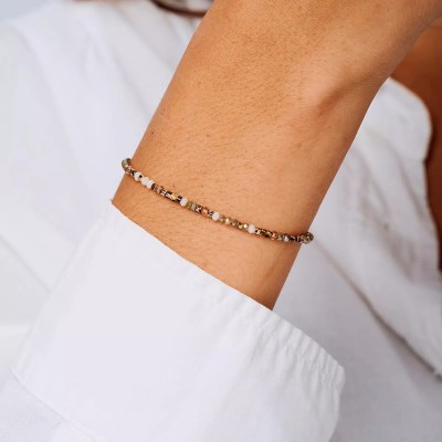 DORIANE Bijoux Bracelet Elastique Beige Léopard.