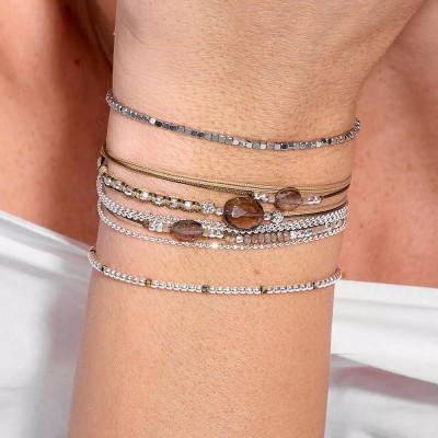 DORIANE Bijoux Bracelet Elastique Gris Hématite.