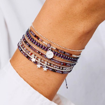 DORIANE Bijoux Bracelet Elastique Violet Prune.