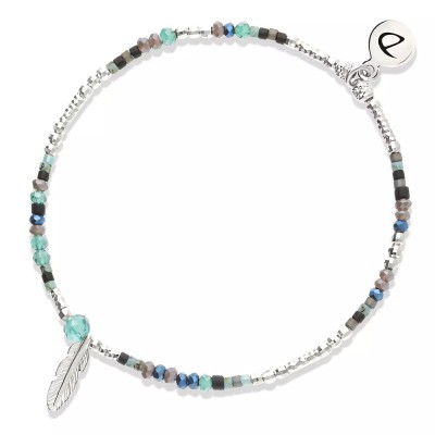 DORIANE Bijoux Bracelet Elastique Mérida Noir & Turquoise.
