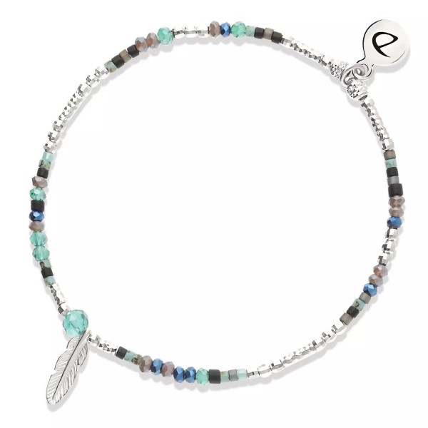 DORIANE Bijoux Bracelet Elastique Mérida Noir & Turquoise.