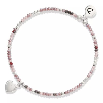 DORIANE Bijoux Bracelet Elastique Petit Cœur Violet Prune.