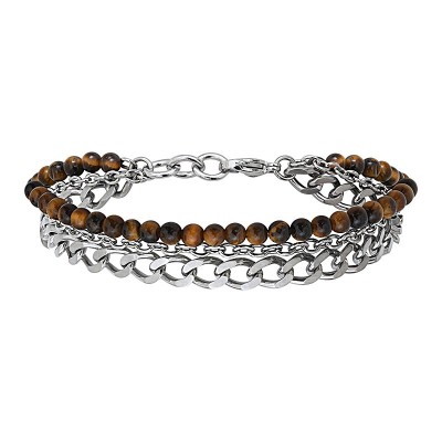 ELDEN Paris Bracelet Acier & Œil de Tigre.
