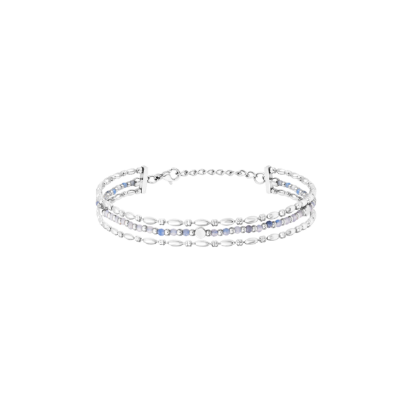 N°3 Bracelet Ajustable Acier & Pierres semi précieuses.