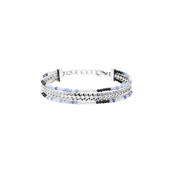 N°3 Bracelet Ajustable Acier & Pierres semi précieuses.