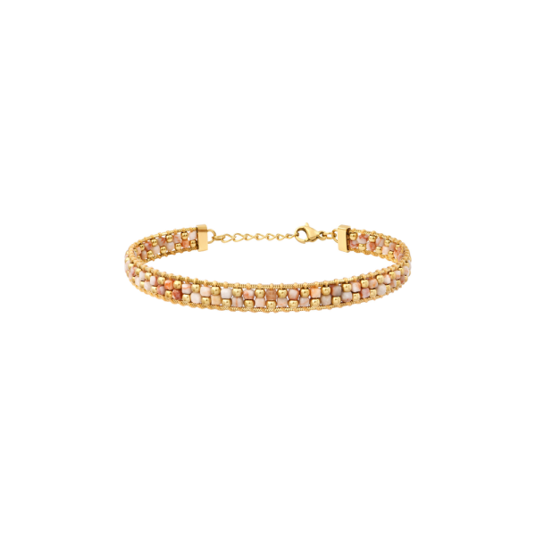 N°3 Bracelet Ajustable Acier & Pierres semi précieuses.