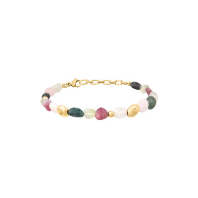 N°3 Bracelet Ajustable Acier & Pierres semi précieuses.
