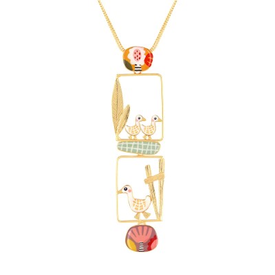 TARATATA bijoux Collier Cravate Plume.