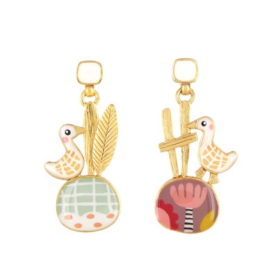 TARATATA bijoux Boucles d'oreilles Poussoir Plume.