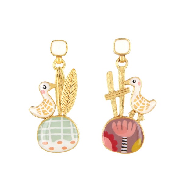 TARATATA bijoux Boucles d'oreilles Poussoir Plume.
