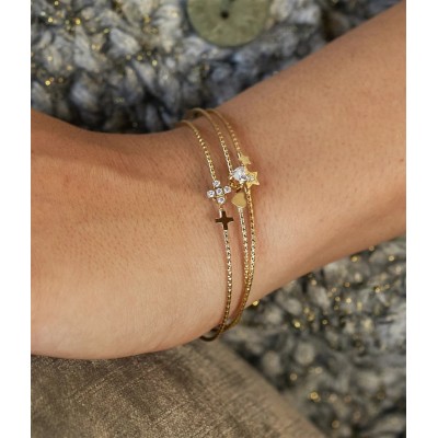 ZAG Bijoux Bracelet Jonc Aswa Acier doré.