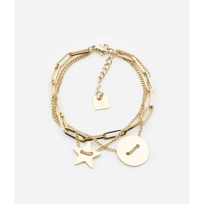 ZAG Bijoux Bracelet ajustable Star Acier doré.