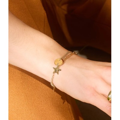 ZAG Bijoux Bracelet ajustable Star Acier doré.