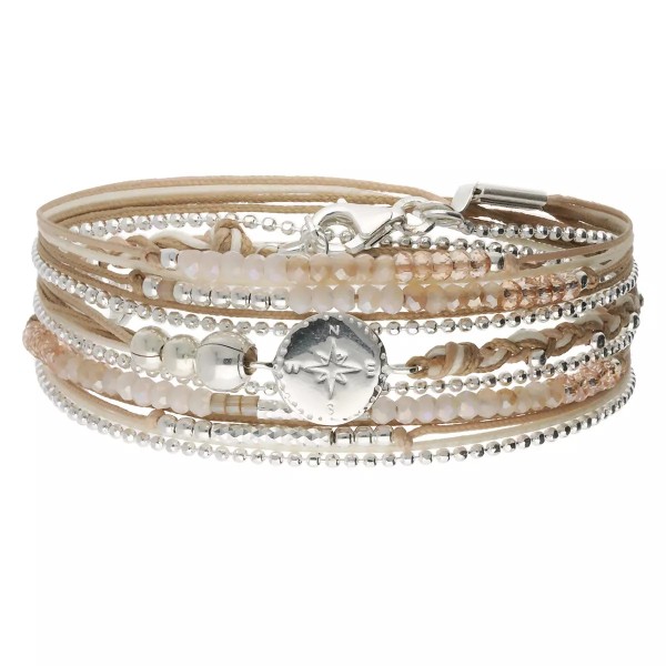 DORIANE Bijoux Bracelet 3 tours Boussole Ecru.