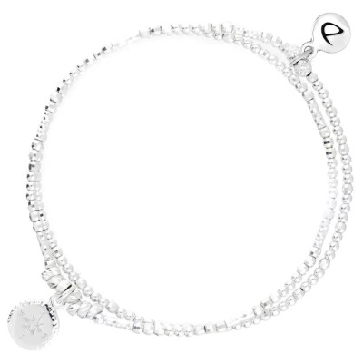DORIANE Bijoux Bracelet Elastique Rose des Vents Argent.