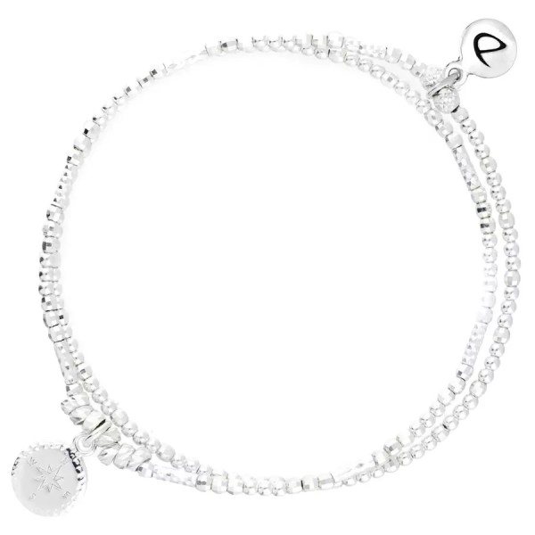 DORIANE Bijoux Bracelet Elastique Rose des Vents Argent.