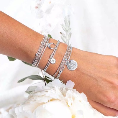 DORIANE Bijoux Bracelet Elastique Rose des Vents Argent.