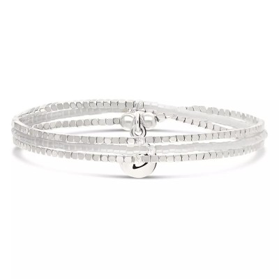 DORIANE Bijoux Bracelet Elastique 3 Tours Argent.