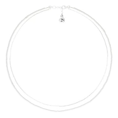 Doriane Bijoux Collier 2 rangs Le Miyuki Argent.