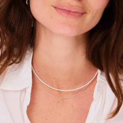 Doriane Bijoux Collier 2 rangs Le Miyuki Argent.