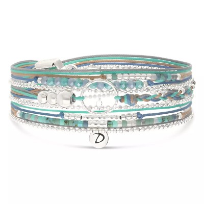 DORIANE Bijoux Bracelet 3 tours Le Somptueux Bleu Turquoise.