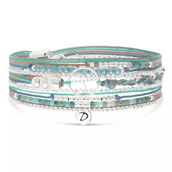 DORIANE Bijoux Bracelet 3 tours Le Somptueux Bleu Turquoise.