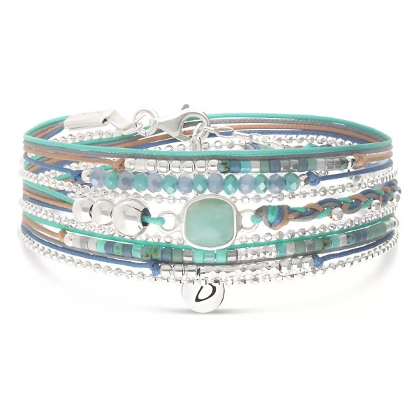 DORIANE Bijoux Bracelet 3 tours Cassis Bleu Turquoise.