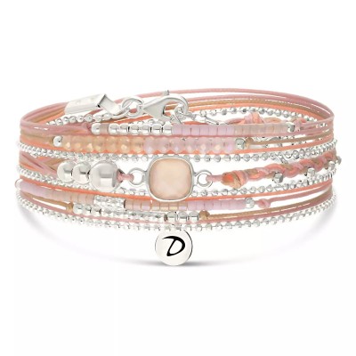 DORIANE Bijoux Bracelet 3 tours Cassis Rose Orangé.