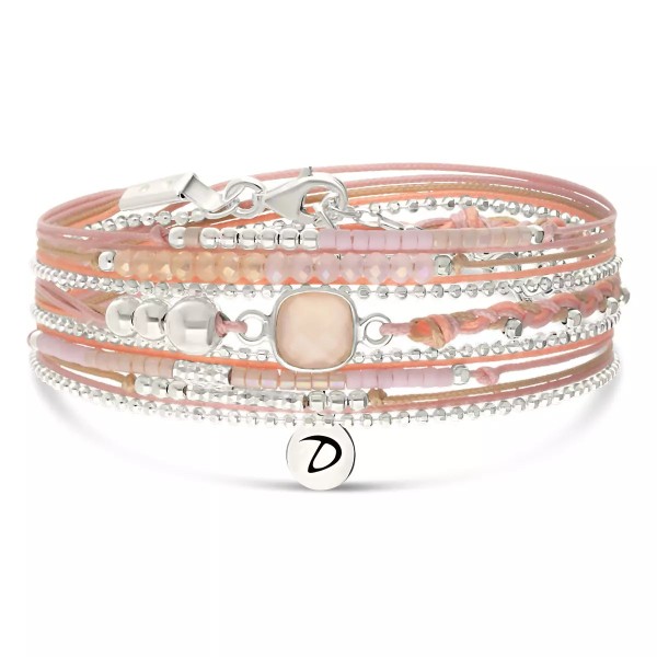 DORIANE Bijoux Bracelet 3 tours Cassis Rose Orangé.
