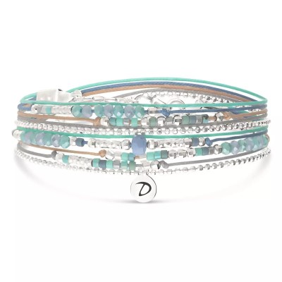 DORIANE Bijoux Bracelet 2 tours Atlanta Bleu Turquoise.