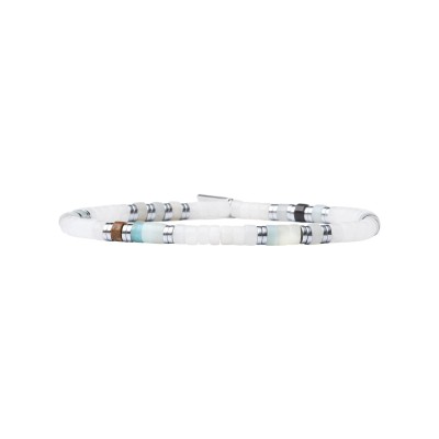 BEAU GOSSE Bracelet Homme extensible Léo Jaspe Amazonite & Quartz Fumé.