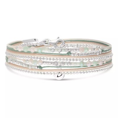 DORIANE Bijoux Bracelet 2 tours Formosa Vert Crème.