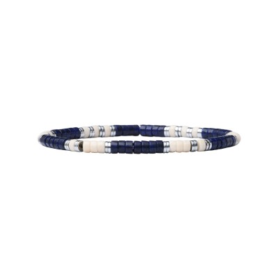 BEAU GOSSE Bracelet Homme extensible Léo Lapis Lazuli & Pierre de Rivière.