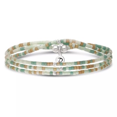 DORIANE Bijoux Bracelet Elastiqué 3 tours Le Miyuki Vert Amande.