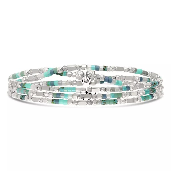 DORIANE Bijoux Bracelet Elastiqué 3 tours Le Sunset Bleu Turquoise.