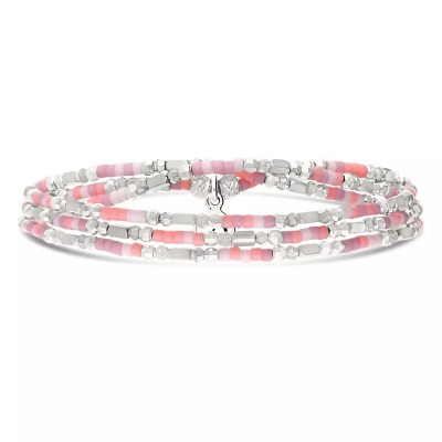 DORIANE Bijoux Bracelet Elastiqué 3 tours Le Sunset Rose Orangé.
