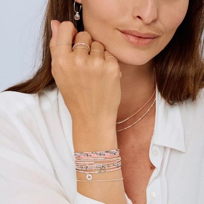 DORIANE Bijoux Bracelet Elastiqué 3 tours Le Sunset Rose Orangé.