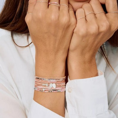 DORIANE Bijoux Bracelet Elastiqué L’Etoilé Rose Orangé.
