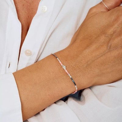 DORIANE Bijoux Bracelet Elastiqué L’Etoilé Rose Orangé.