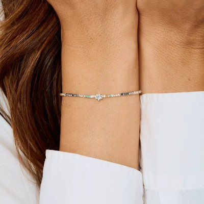 DORIANE Bijoux Bracelet Elastiqué L’Etoilé Vert Amande.