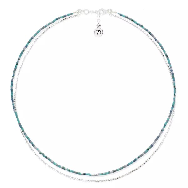Doriane Bijoux Collier 2 rangs Le Miyuki Bleu Turquoise.