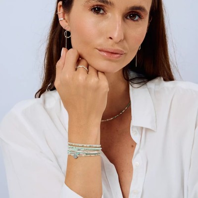 Doriane Bijoux Collier 2 rangs Le Miyuki Vert Amande.